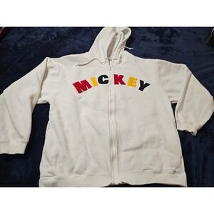 White Walt Disney world zip up mickey mouse jacket colorful size Medium